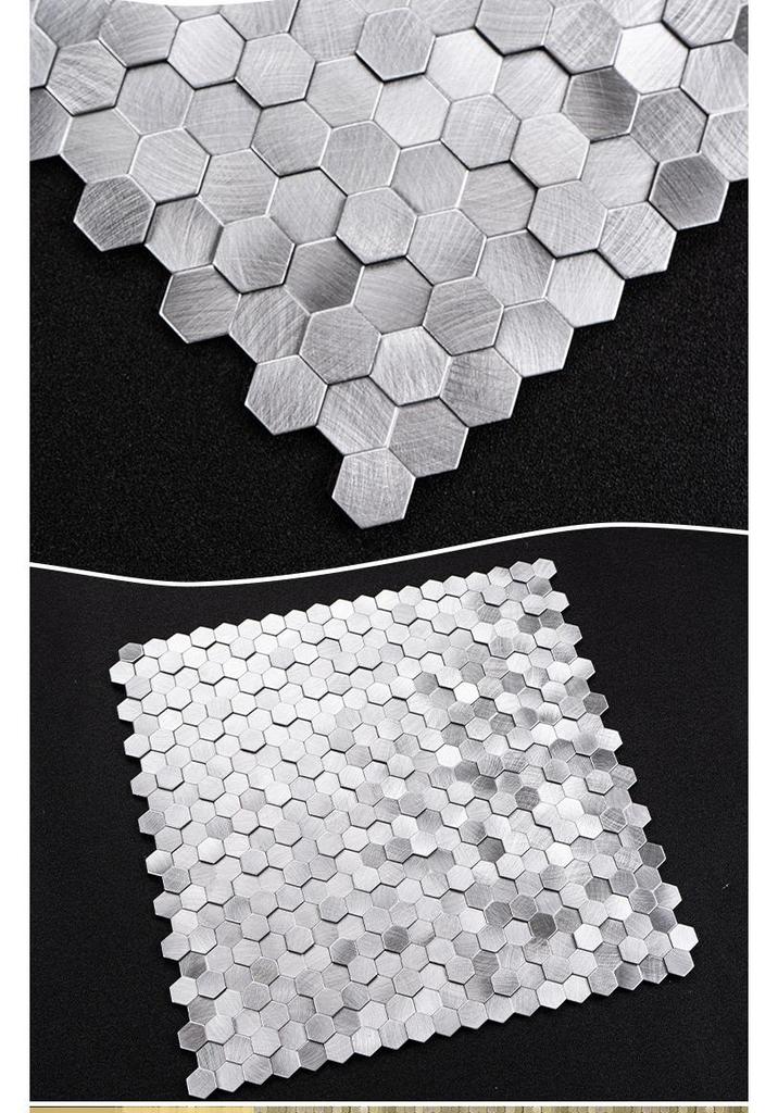 3D Sechseckige Metallmosaik Tapete für Wohnzimmer- und Badezimmerwände
