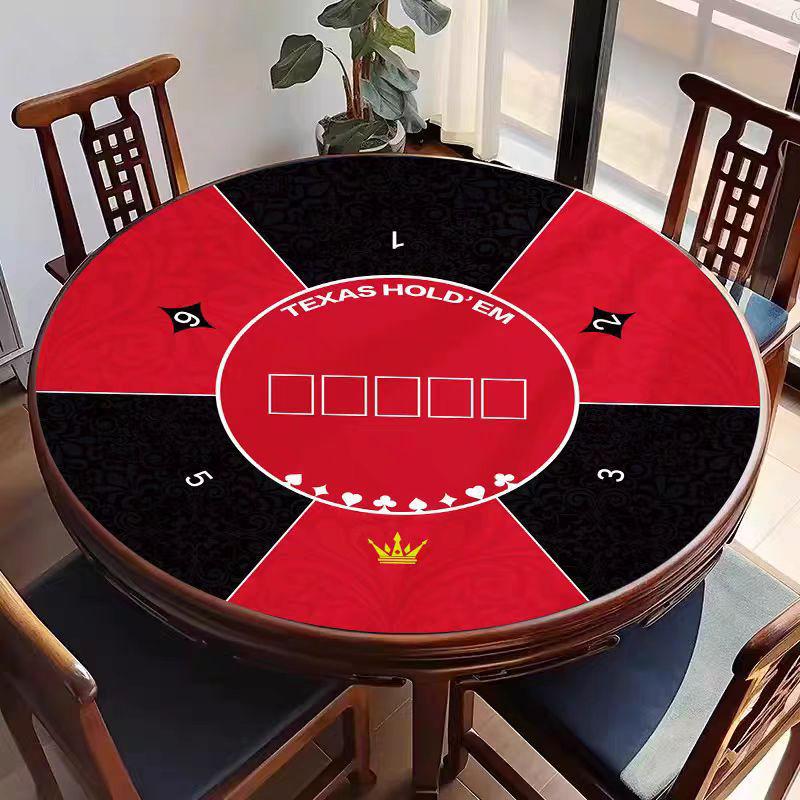 Texas Hold'em Round Poker Table Cloth - Stain-Resistant, Non-Slip Crystal Velvet