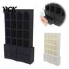 Miniature Room Scene Decor Dollhouse Bookcase, 1:12 Scale Retro Arched Display Cabinet with Drawers, Storage Organizer Matte Black Simulation