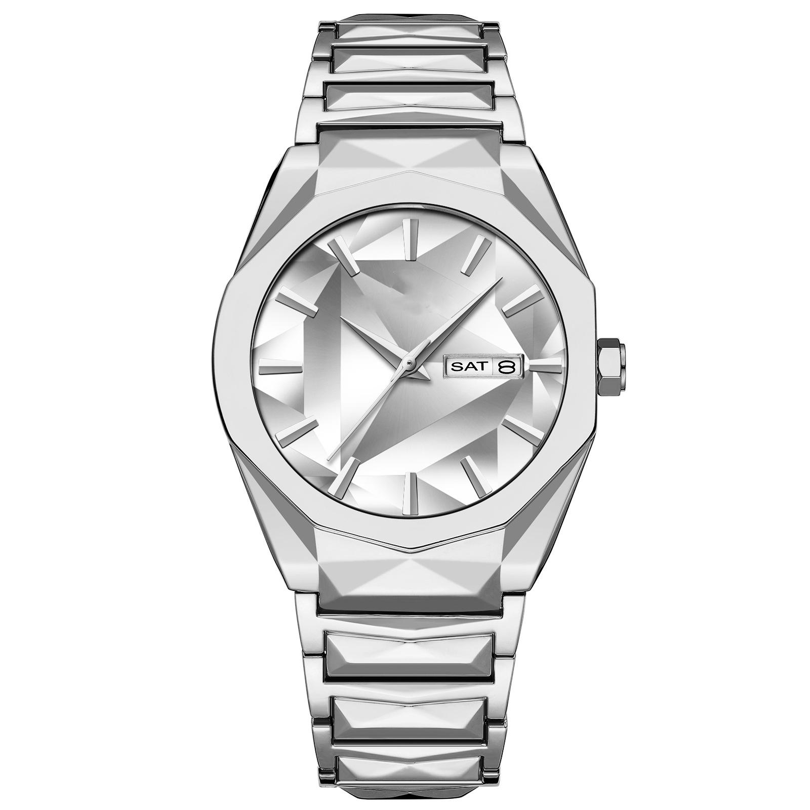 

Мужские часы с цветными стразами, заклепками, из нержавеющей стали, с двойным календарем, кварцевым механизмом, деловые часы Wrisewatch