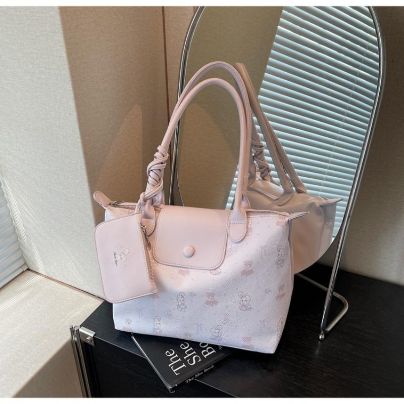 

Сумка большой вместимости женская летняя универсальная новая повседневная на плечо популярная текстура сумка-тоут для поездок на работу розовый