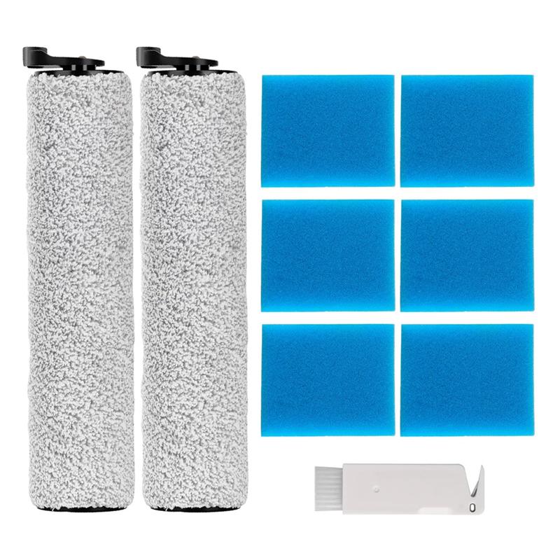 Replacement Accessories Kit Compatible For Tineco Ifloor 2 Vacuum Cleaner, Include 2 Roller Brush, 6 Pre-Filter Foam