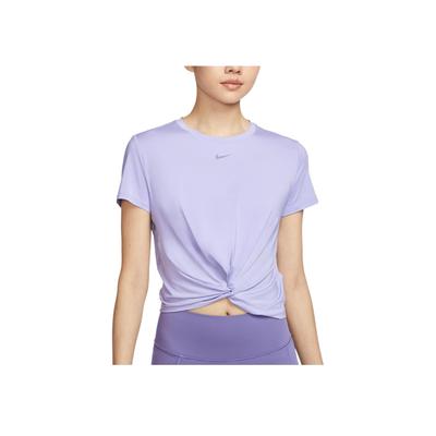 Dri-Fit One Classic Twist Hravá Módní Rychleschnoucí Tričko s Krátkým Rukávem Dámská Trička Ledově Fialová Černá HJ1055-533