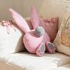 Easter Bunny Pillow Pink Bunny Cushion with Long Ears Fluffy Tail Cute Feet Polka Dot Stuffed Rabbit Plush Toy Throw Pillow for Home Sofa Couch Car
