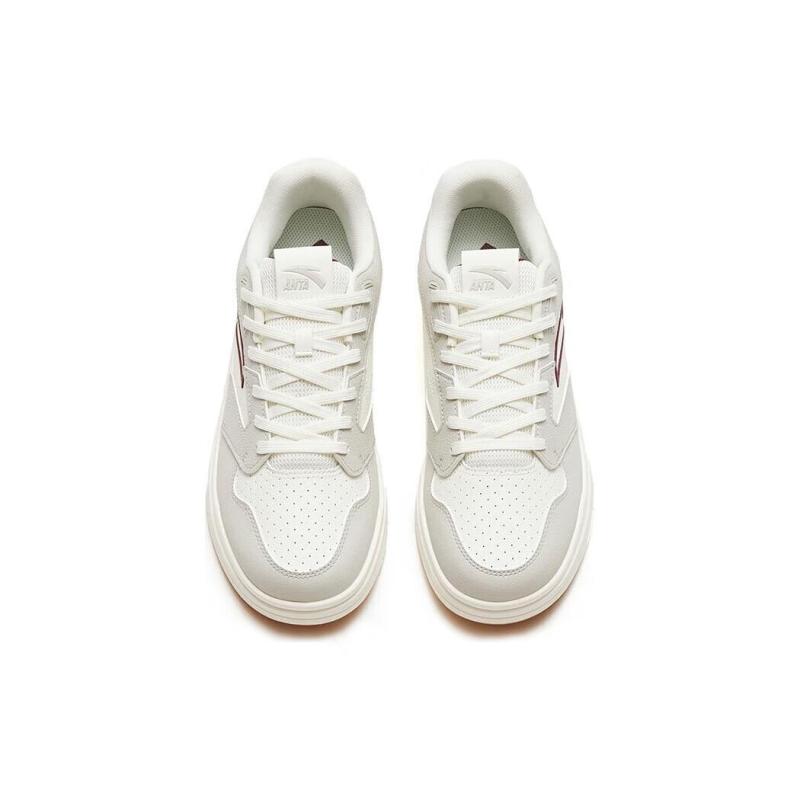 Anta Anti Slip Wear Resistant Low Top Skateboard Shoes Men's White Gray Red Sneakers 912318016-3