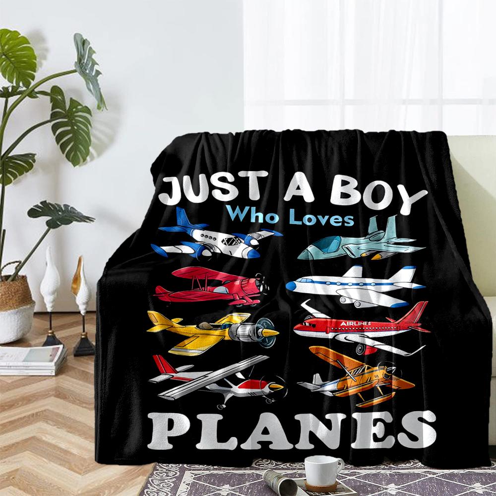 Airplane Theme Printed Blanket - Perfect for Couch, Bed, Travel & Outdoor Use | Machine Washable, Cozy & Durable.