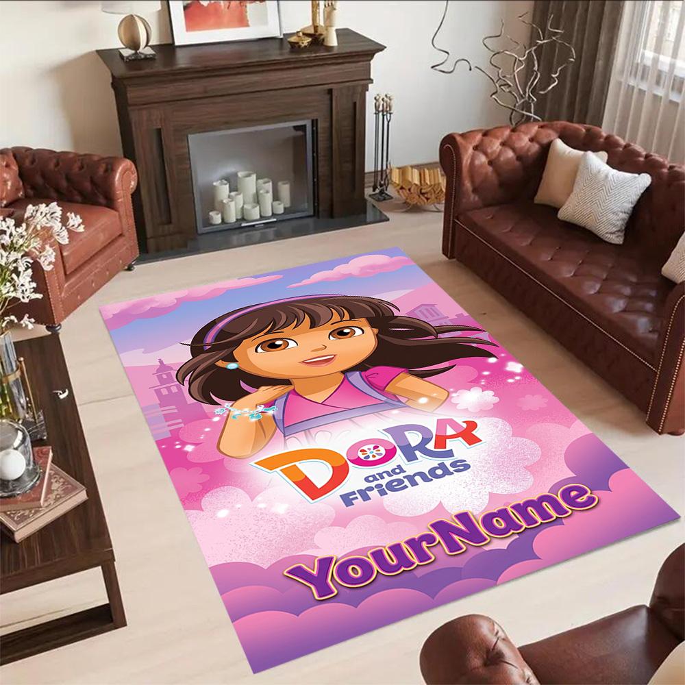 Dora Explorer Customize Your Name Floor Mat Suitable for Study room Outdoor Dining Room Playrooms Anti-slip Rug Office home decor