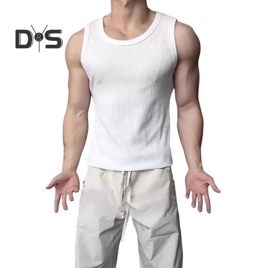 

Мужской жилет с круглым вырезом без рукавов, облегающий топ, однотонный 3D-крой, дышащий спортивный дорожный жилет XL белый