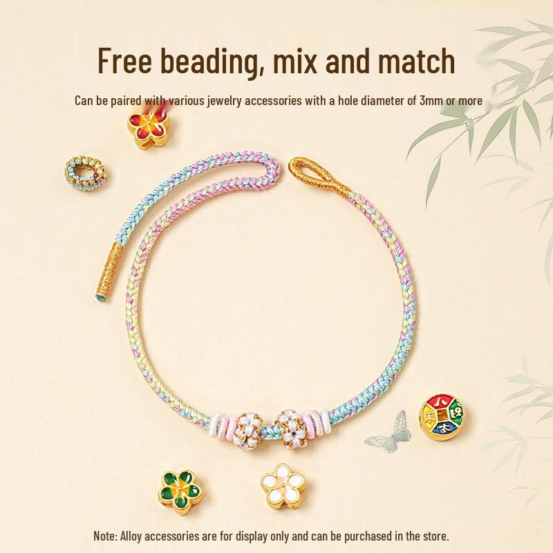 Peach Blossom Red Rope Bracelet: DIY with Beads or Wear with Gold - Perfect Women's Valentine's Day Gift