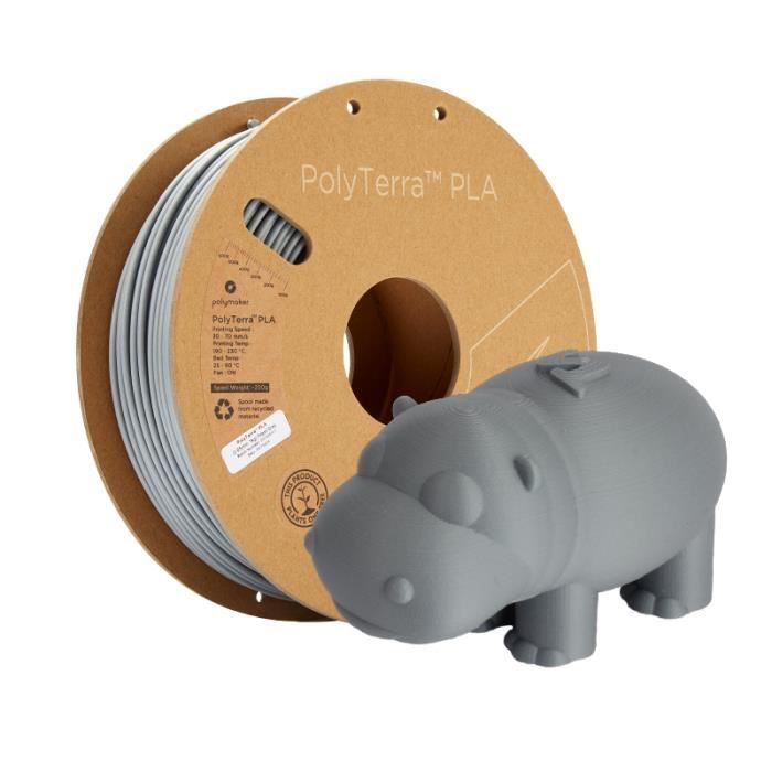 POLYMAKER - Filament PLA pour imprimante 3D - PolyTerra - 1.75mm - 1Kg - Gris Fossile