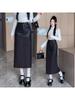 Women's High-Waisted PU Leather A-Line Skirt - Mid-Length, Plus Size, Autumn/Winter 2025 Edition