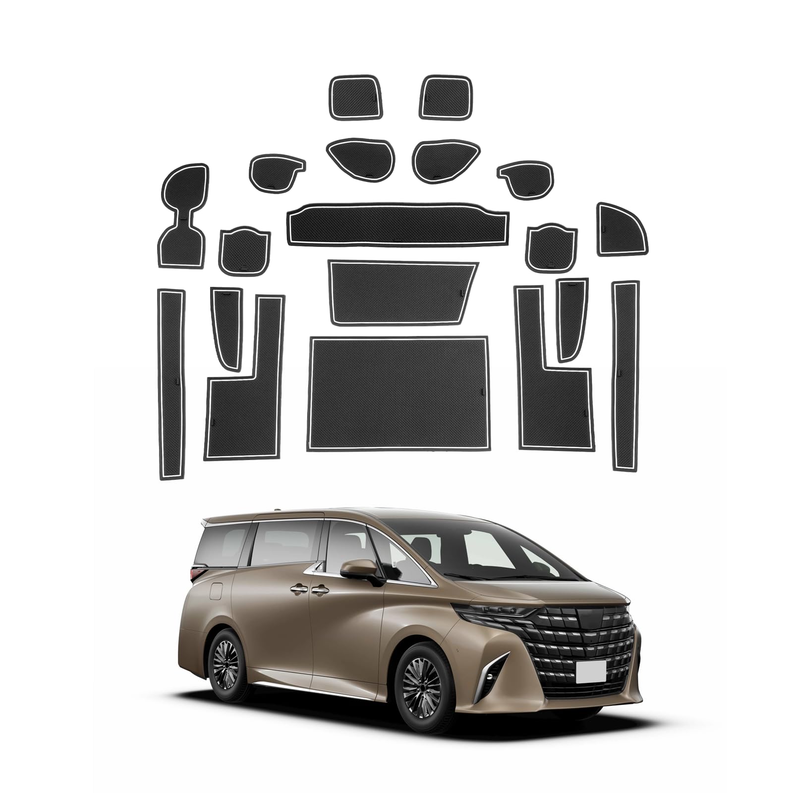 

SHAOHAO Новая Toyota Alphard 40 серии 4-го поколения 2023 года Резиновые коврики для салона Дизайнерские коврики для дверных карманов Резиновые коврики Коврики для пола Коврики консоли Запчасти Toyota белый