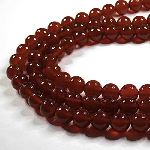 [Set of 3] Deep Red Agate Round Beads, Natural Stones, Power Stones [Smile Stone] (10mm, 3-Strand Set)