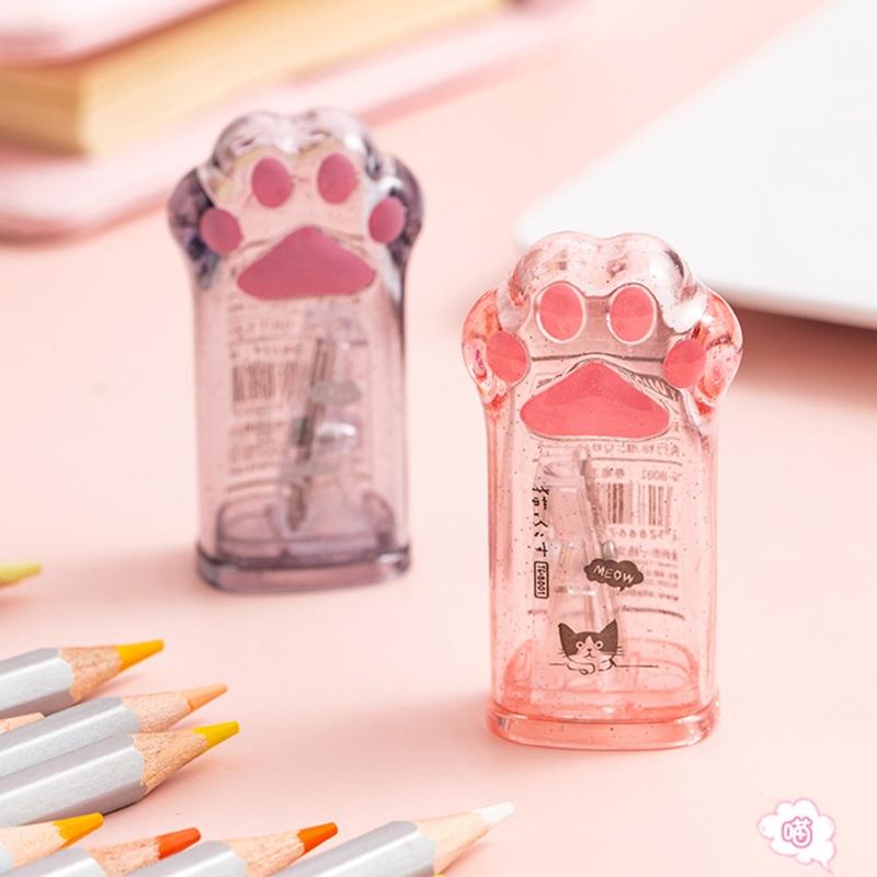 Cute Kitten Paw Pencil Sharpener Portabel Colored Pencil Sharpener Fit for All Wooden Pencils (6-8mm) for Adults Kids