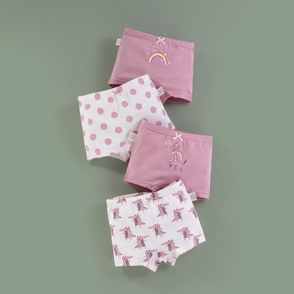 Kids' Pure Cotton Cartoon Boxer Briefs - Antibacterial Korean Style for Baby Girls