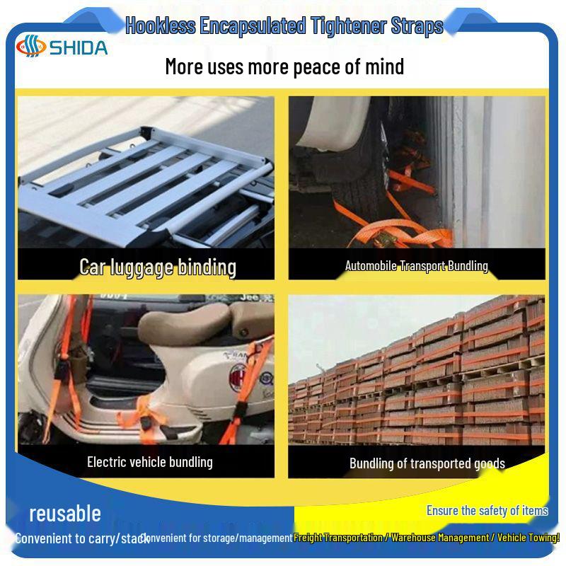 In Stock Rubber-Coated Self-Locking Ratchet Tie-Down Straps for Cargo and Luggage