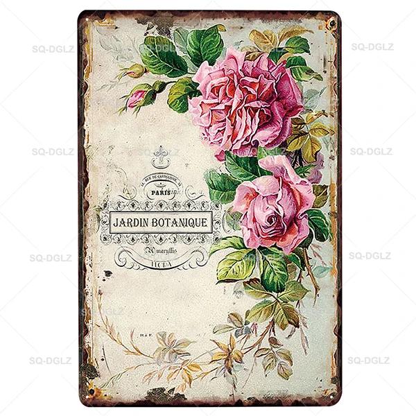 SQDGLZGarden Rules Metal Sign Vintage Metal Plaque Plates Decor For Pub Bar Home Wall Decor Tin Signs Flower Poster Gift
