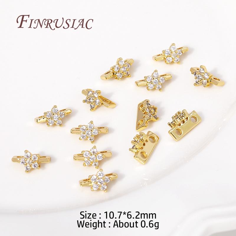 18K Gold Plated Multi-designs Zircon Flower Spacer Bars 2/3 Holes Separators for Strand Beads Jewelry Making Accessories