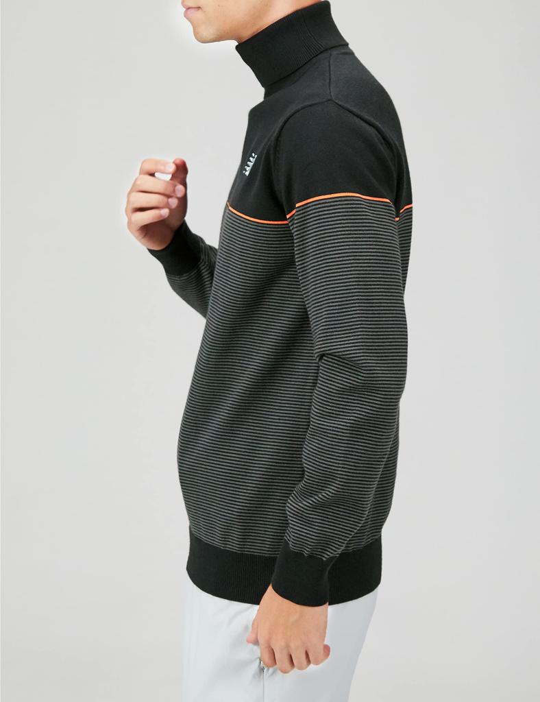New Balance Golf Turtleneck Sweater dyna Heat 6 (Striped, hot Far-Infrared Storage, Stretchy) / Men's / 012-2274001 010_Black [LL]