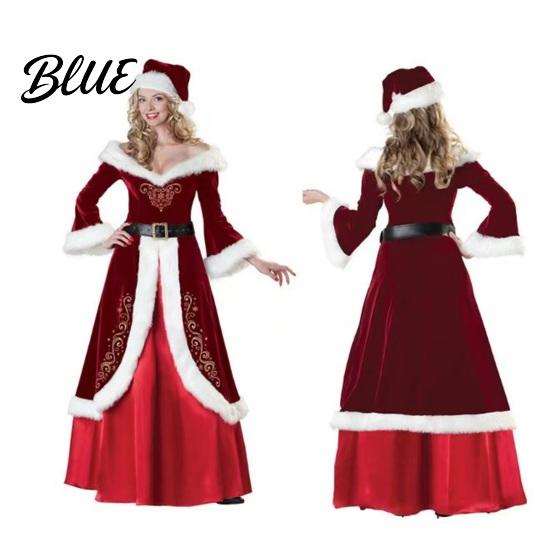 Theme Photography Attire Mrs. Claus Costume for Women Adult Christmas Santa Dress Three-dimensional with White Faux Fur Trim Velvet Xmas Cosplay