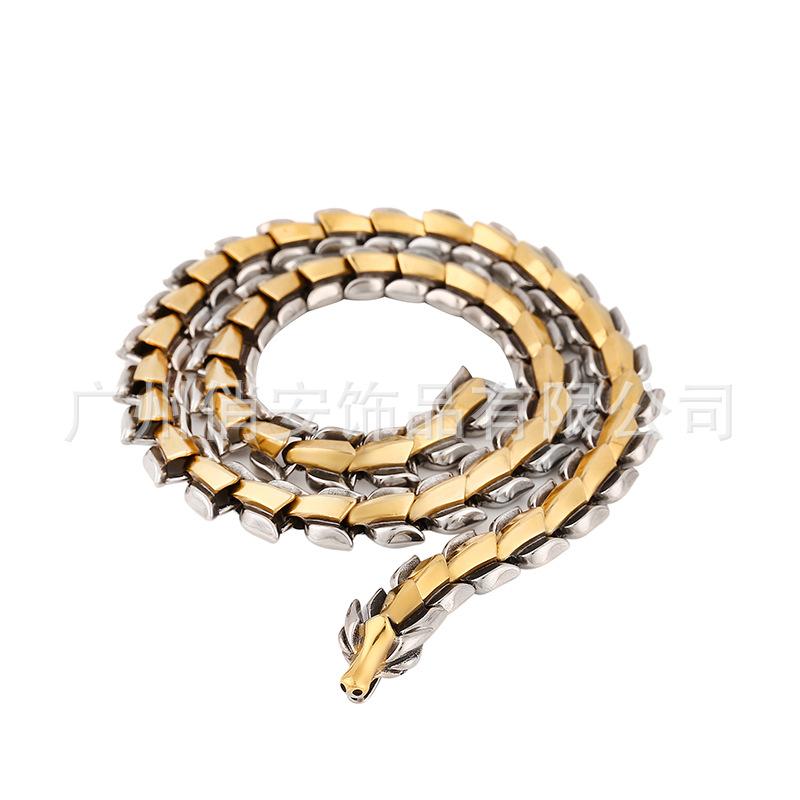 Keel Necklace Men s, Vintage Domineering Titanium Steel Men s Stainless Steel Dragon Hip Hop Necklace