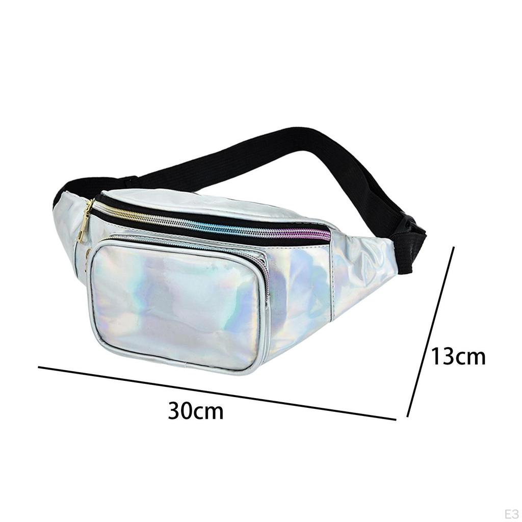 Waist Carry ,with Adjustable Strap, Resistant Shiny Chest Pocket Holographic for Cycling Women