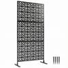 Tela de Privacidade Decorativa para Exterior Claustra de Jardim Decorativa 3 Painéis com padrão geométrico metal 92x40x192cm Preto
