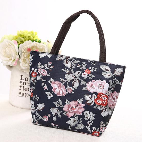 Yousheng Floral Tote Bag Reusable Oxford Cloth Shopping Tote Stylish Handbag Purse for Women Commuting Picnic Camping