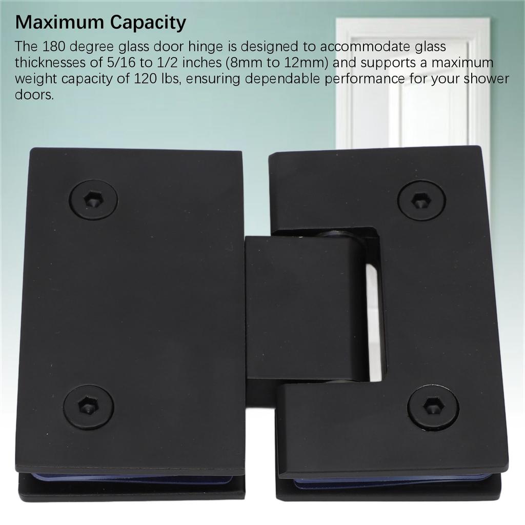 Glasduschtürscharniere 180 Grad Edelstahl Schwerlast-Glastürscharniere für 5/16-1/2 Zoll 8 mm-12 mm Dicke Rahmenlose Badezimmertüren