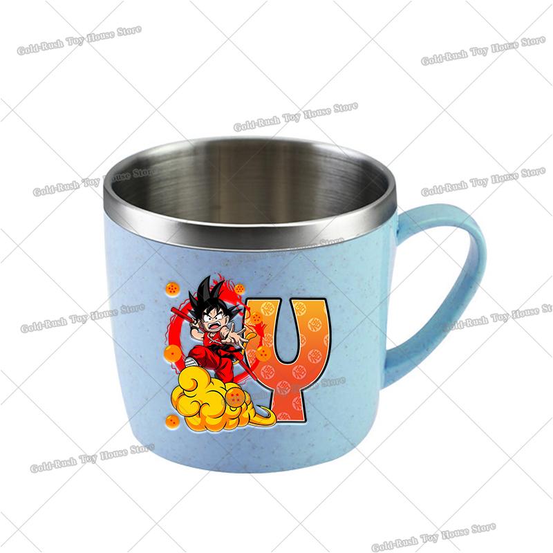 Anime Son Goku Letter Water Mugs Cartoon Dragons Ball Kids Stainless Steel Milk Cup School Home Coffice Drink Mug Boy Girl for Round Sensory