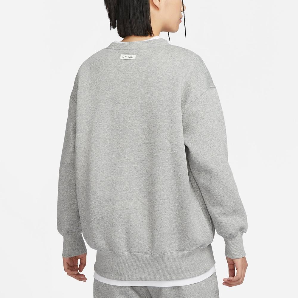 Nike Letter Print Crew Neck Sweatshirt Women Tops Grey FN3655-063