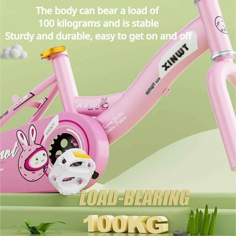 Children'S Folding Bicycle Cute Cartoon Princess Girls Bike With Training Wheels Doll Seat  Basket Kids Boys Cycle Bikes (Pink)