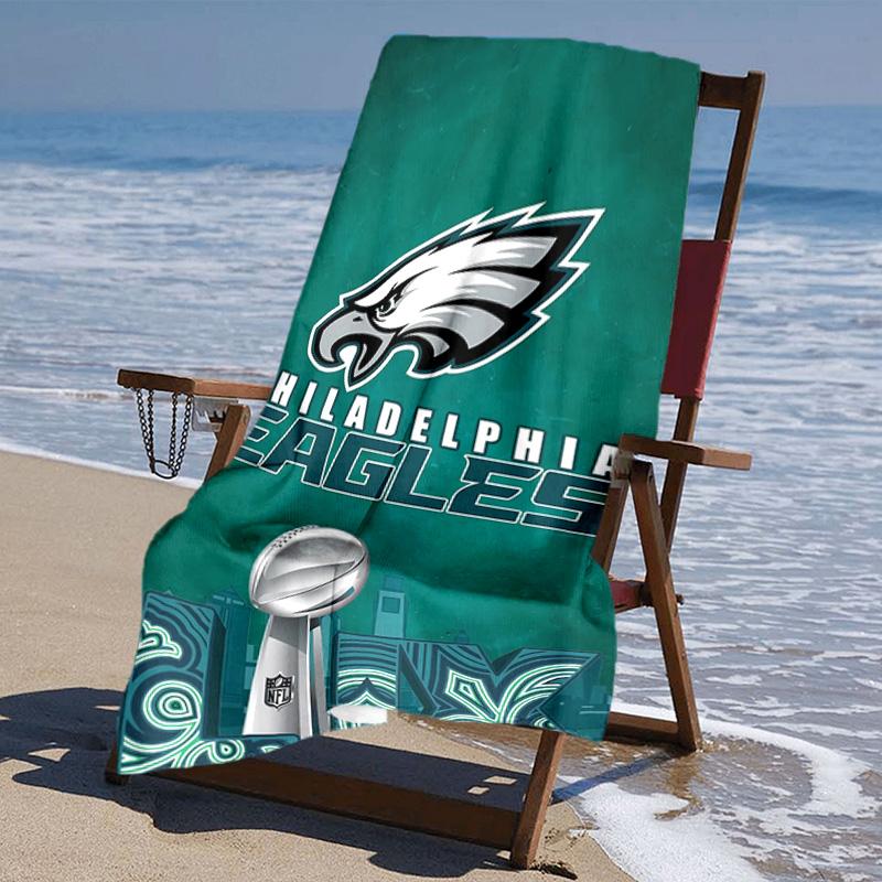 proof beach towel with Philadelphia Eagles LOGO pattern - soft,absorbent,quick-drying,machine washable - perfect for swimming,camping,bathing