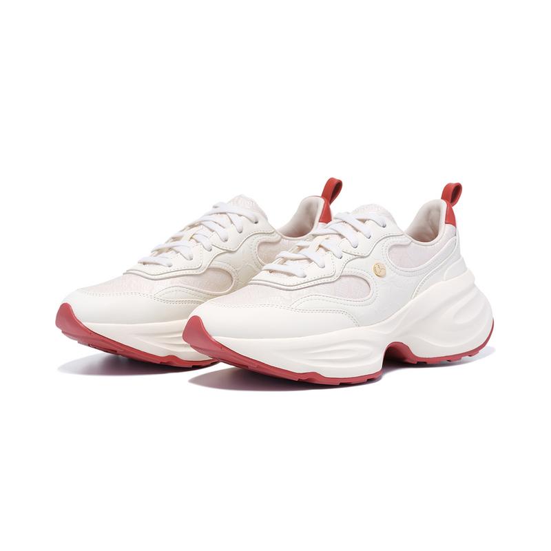 Li-Ning 1990 Classic Series Sports Fashion Rebound Slip-Resistant Durable Low-Top Casual Shoes Women sneaker Beige ALFV016-1