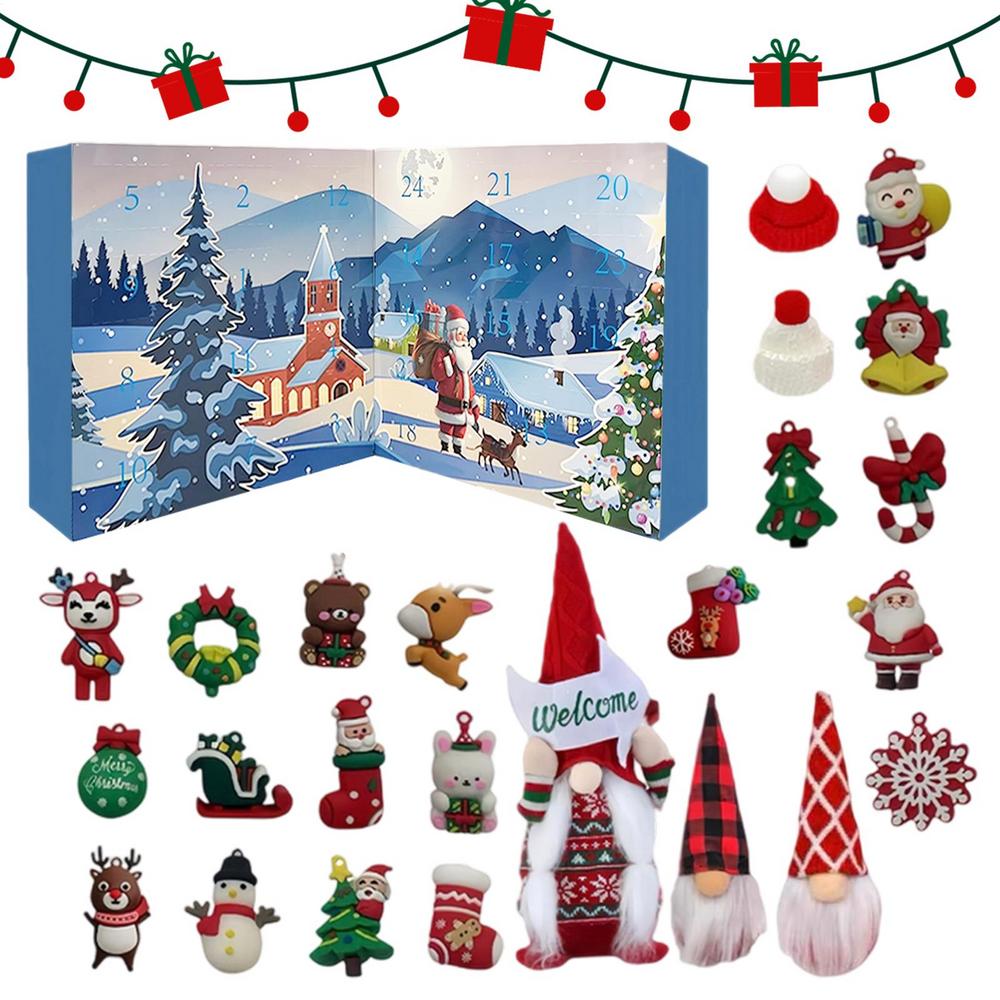 Christmas Calendar Countdown 24 Days Christmas Pendant Gnome Set Holiday Ornament Pendant Decoration Gnome For Girls Teenagers