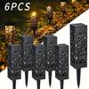 6Pcs Solar Outdoor Garden Light LED Hollow Carved Path Landscape Lawn Light For Garden Courtyard Terrace And Sidewalk Lighting