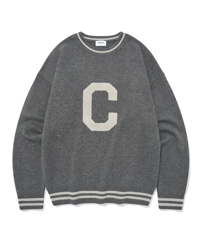 COVERNAT Big C Logo Crewneck Knit Melange Gray