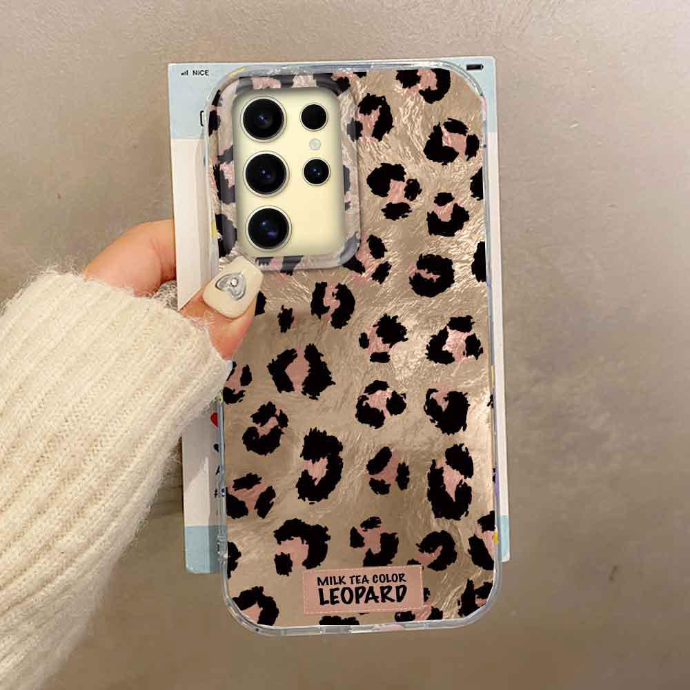 Pink Black Leopard Print Pattern Women Phone Case for Samsung Galaxy S25 Edge S24 S23 S22 S21 S20 FE Plus Ultra Shell Back Cover