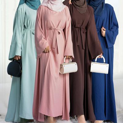 Women Open Abaya Kaftan Dubai Turkey Two Piece Muslim's Set Luxury Islam Robe African Dress Kimono Morocco Clothing Caftan Fashion
