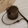 Simple Women Bucket Bag Fashion Ins All-Match Shoulder Crossbody Bag Pure Color Leisure Large Capacity PU Leather Messenger Bag