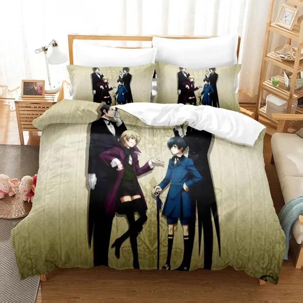 3D Print Anime Black Butler Sebastian Bedding Set Boys Girls Twin Queen Size Duvet Cover Pillowcase Bed Kids Adult Home Textile