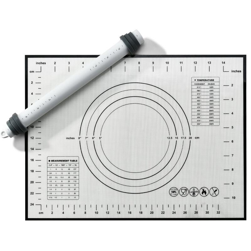 Adjustable Silicone Rolling Pin Set with Mat