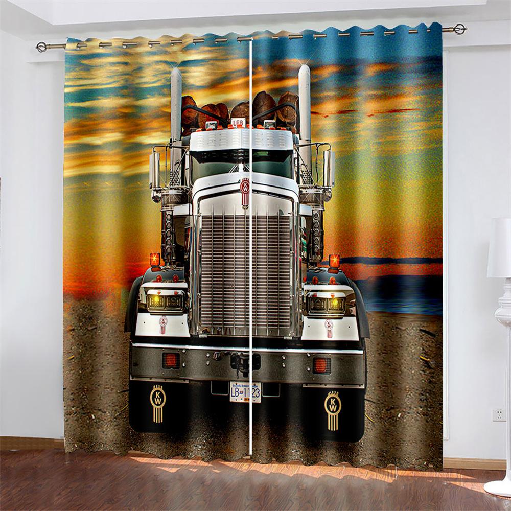 

Тканые шторы с принтом автомобиля, затемняющие шторы для спальни с двумя независимыми шторами слева и справа 132cmx160cm