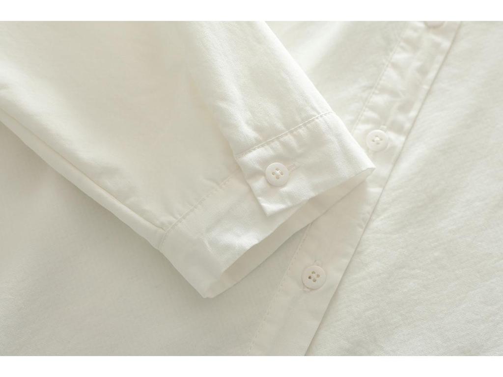 Women's Pure Cotton Flannel Long-Sleeve Shirt with Rabbit Embroidery - Warm, Thickened, Autumn/Winter Design