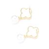 Classic Gold-plated Natural Fritillary Four-leaf Clover Stud Earrings Temperament 925 Silver Needle Pearl Earrings Without Ear Piercings Women's Model
