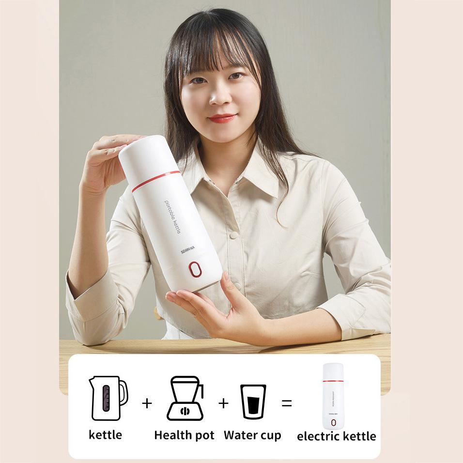 350ml Electric Kettle Portable Electric Heating Bottle Automatic Kettle 304 Stainless Steel Thermal Pot Boiling Water Cup 220V