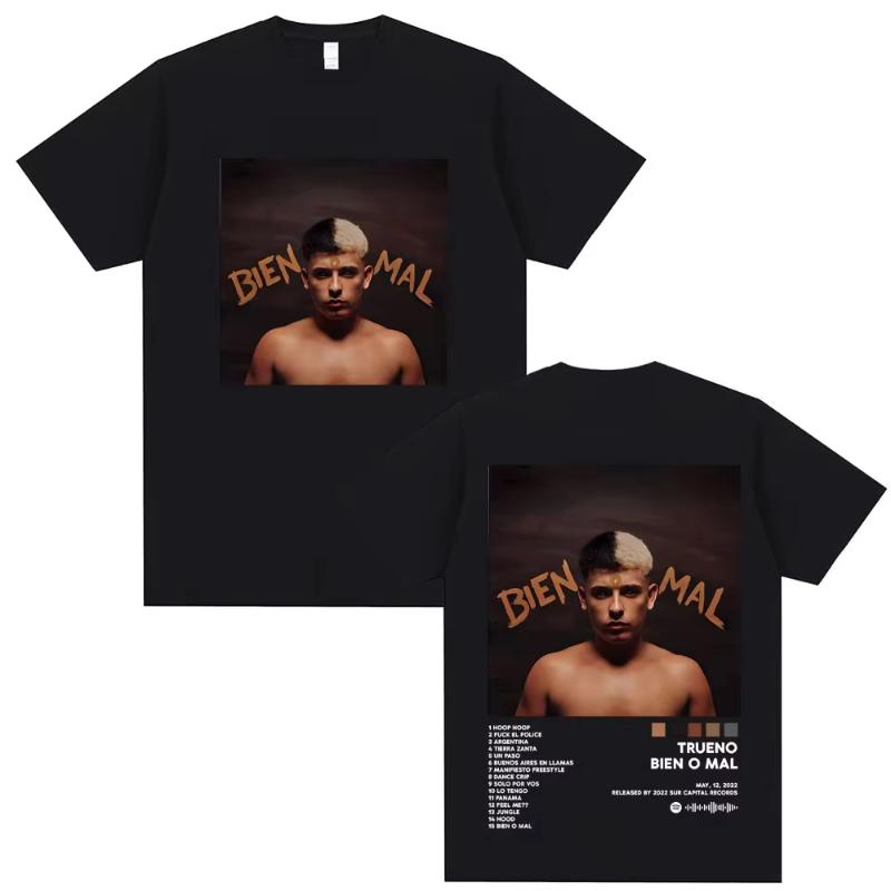 Rapper Trueno Album Tour Merch Tshirt Men Women Clothes Fashion Short Sleeve Tee Shirt Streetwear Loose Tshirts Unisex