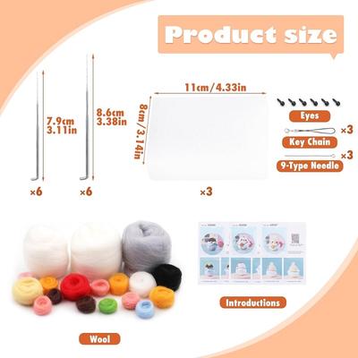 Kits de feutrage pour débutants Fournitures de feutrage à l'aiguille avec tapis en mousse Aiguilles Instructions pour le bricolage animalier Décoration de la maison