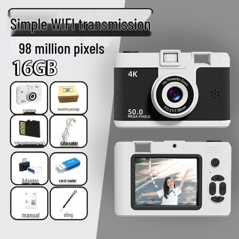 9800W Retro Digitalkamera mit Dual-Objektiv: HD-Foto & Video für Studenten