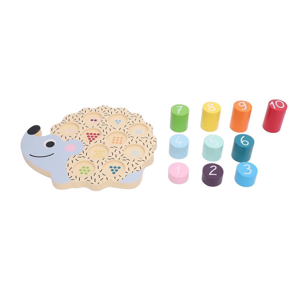 Children Wooden Puzzle Early Education Shape Cognition Color Classification Hedgehog Number Game